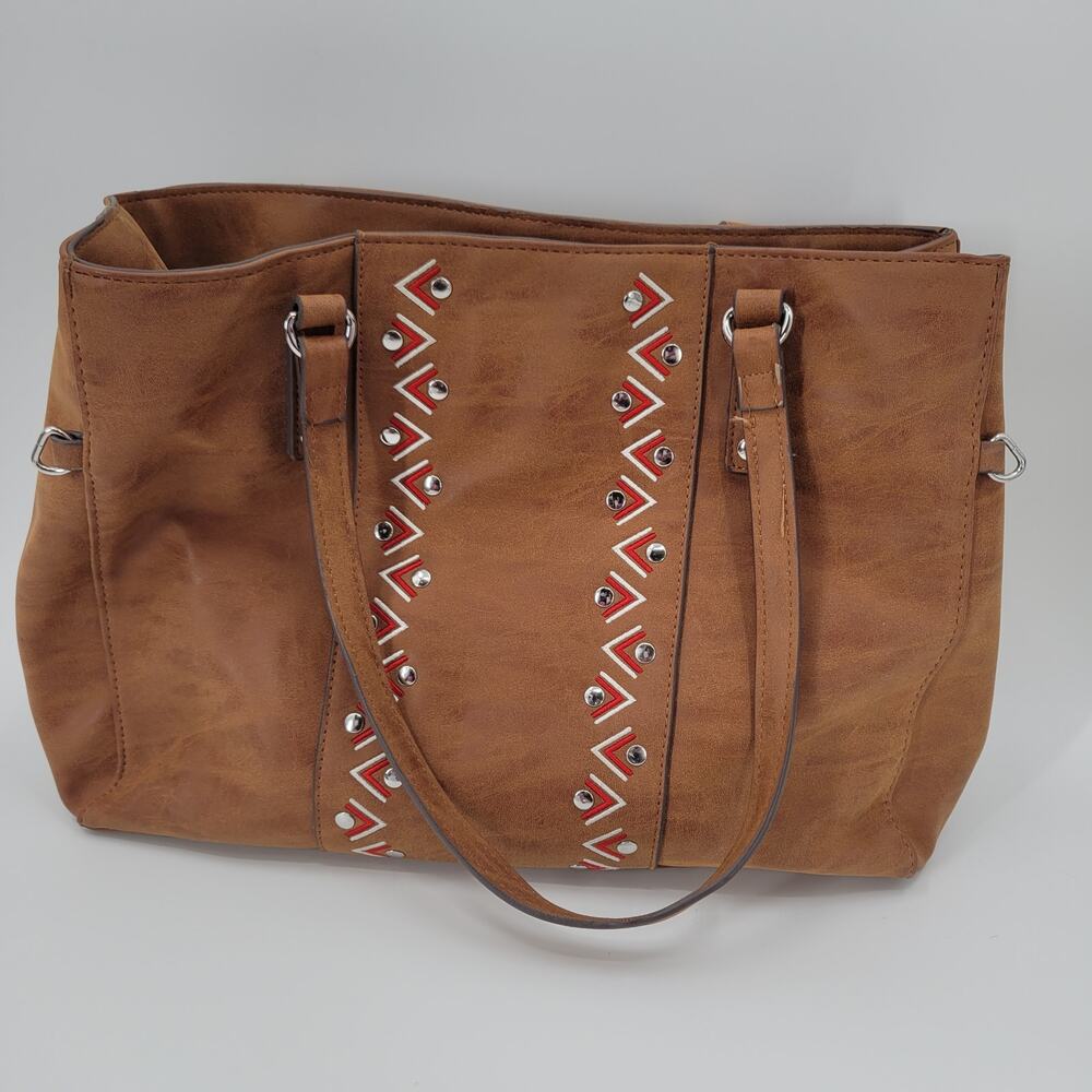 Nicole Miller brown western faux leather shoulder bag purse